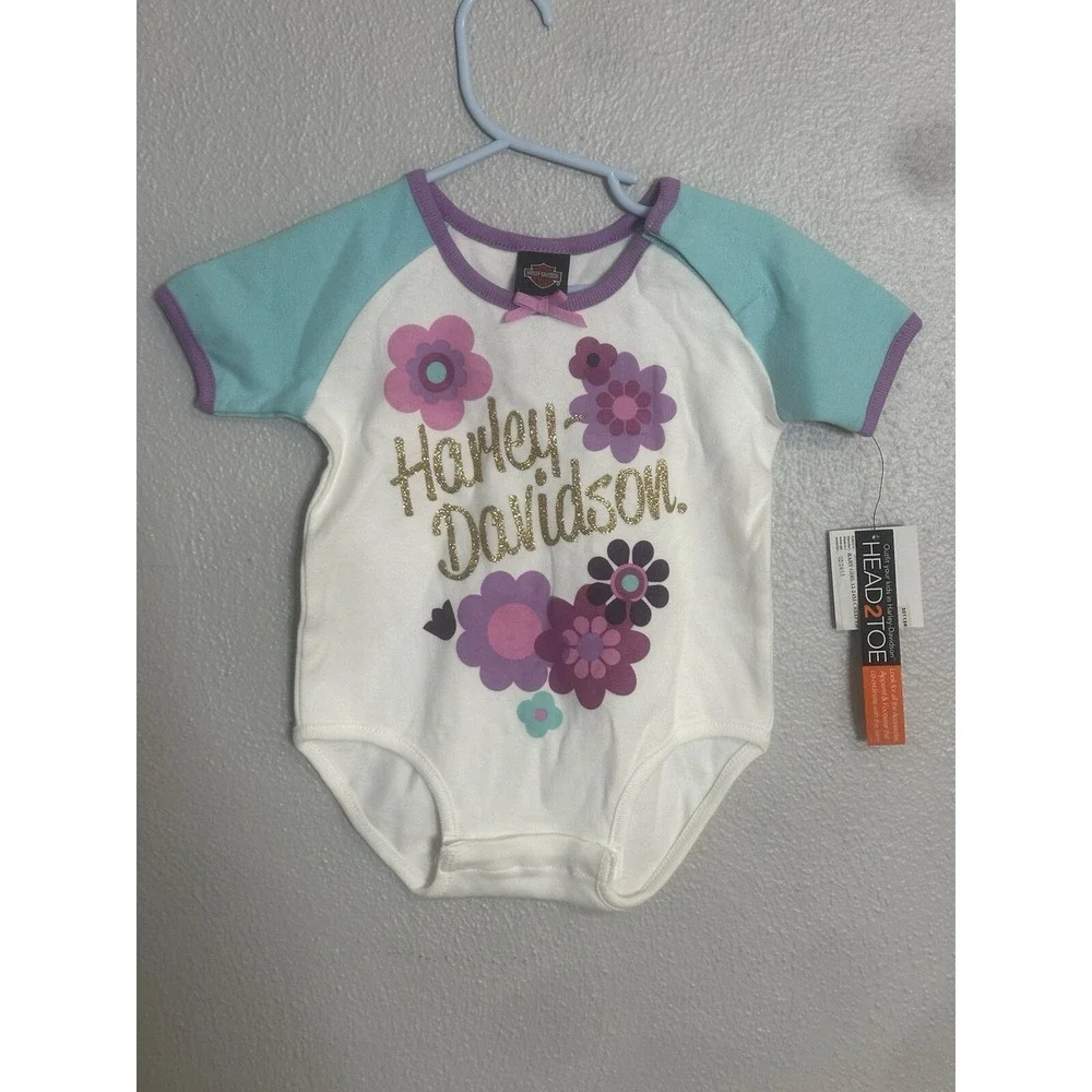 Harley Davidson pink flower one piece  12M